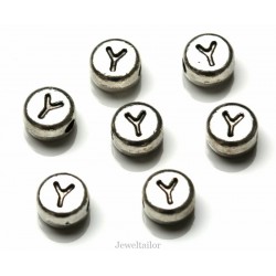 NEW! 1 Letter Y Quality Silver Plated Round Alphabet Bead 7mm ~ Ideal For Occasion Name Bracelets, Card Making & Other Craft Activities